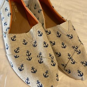 Toms canvas slip on anchor pattern shoes size 10